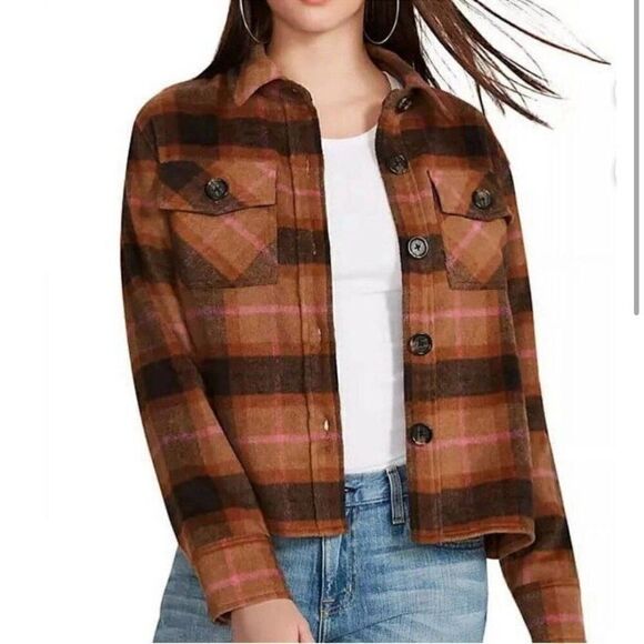 BB Dakota Jackets & Blazers - BB Dakota Boxy Plaid Shacket Size Large EUC